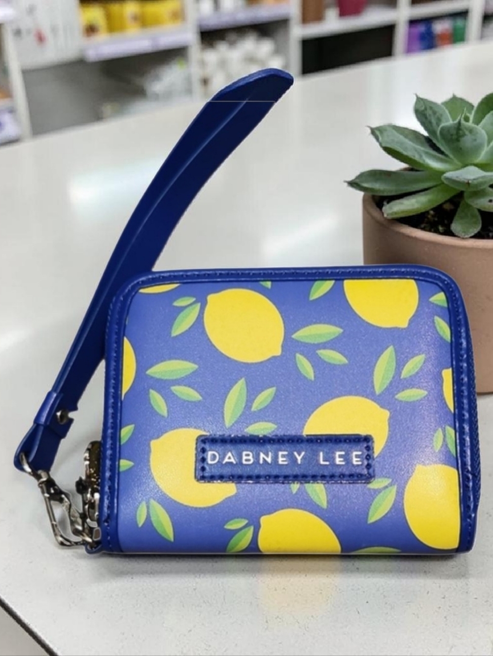 NWT Dabney Lee Blue Lemon Print Wallet